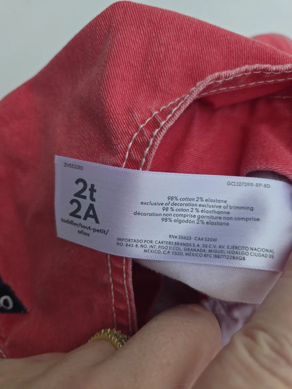 OshKosh B'gosh Washed Out Red Short Overalls for Kids 2T